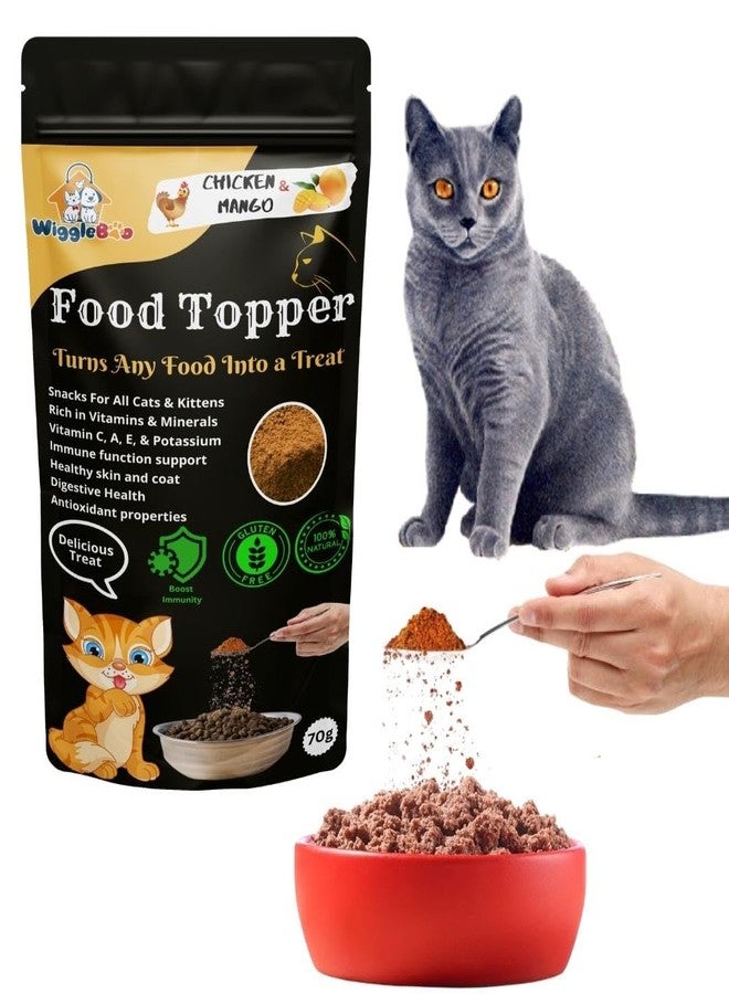 WiggleBoo Magical Cat Food Topper || Joy of Best Taste || Grain Free & Protein Rich || Anti Oxident || 70g (Chicken & Mango) - Image 1
